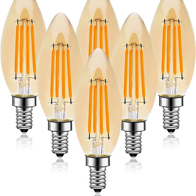 Factory Vintage Candelabra Bulb 2W 4W 5W Dimmable Amber C35 C35T C37 B11 B10 E12 E14 C35 4W Retro LED Filament Candle Bulb