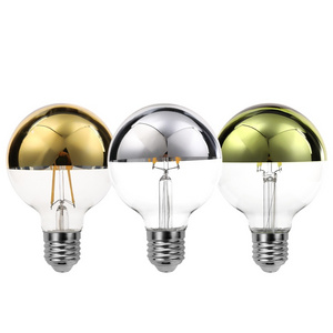 Half Silver LED Filament Bulb G80 G95 E27 Spherical Reflecterende Shadow Light Bulbs 4w 6w 8w Mirror Half Chrome Globe LED Bulb