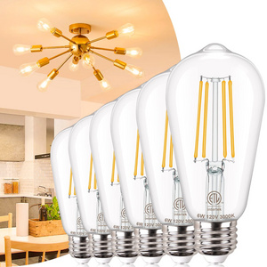 PSE UL CE ERP Antique Clear 4W 6W 8W Dimmable ST19 ST58 ST64 A19 A60 G80 G95 E26 Edison Bulbs Led Filament LED Bulb