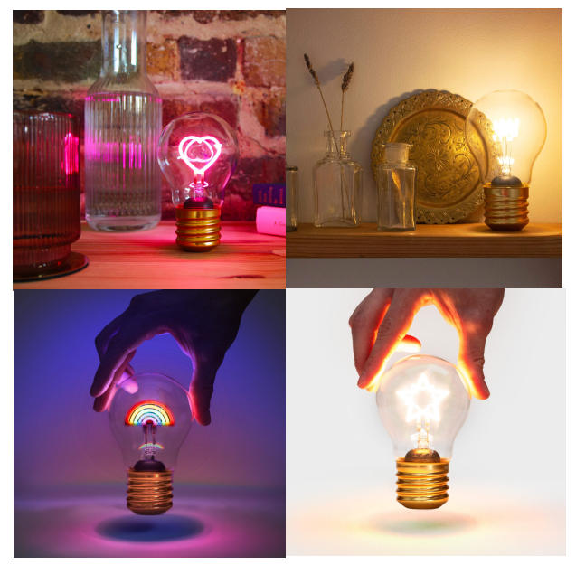 LATEST DIY E26 E27 E40 G45 USB rechargeable magic love rainbow heart decorative led light night bulb