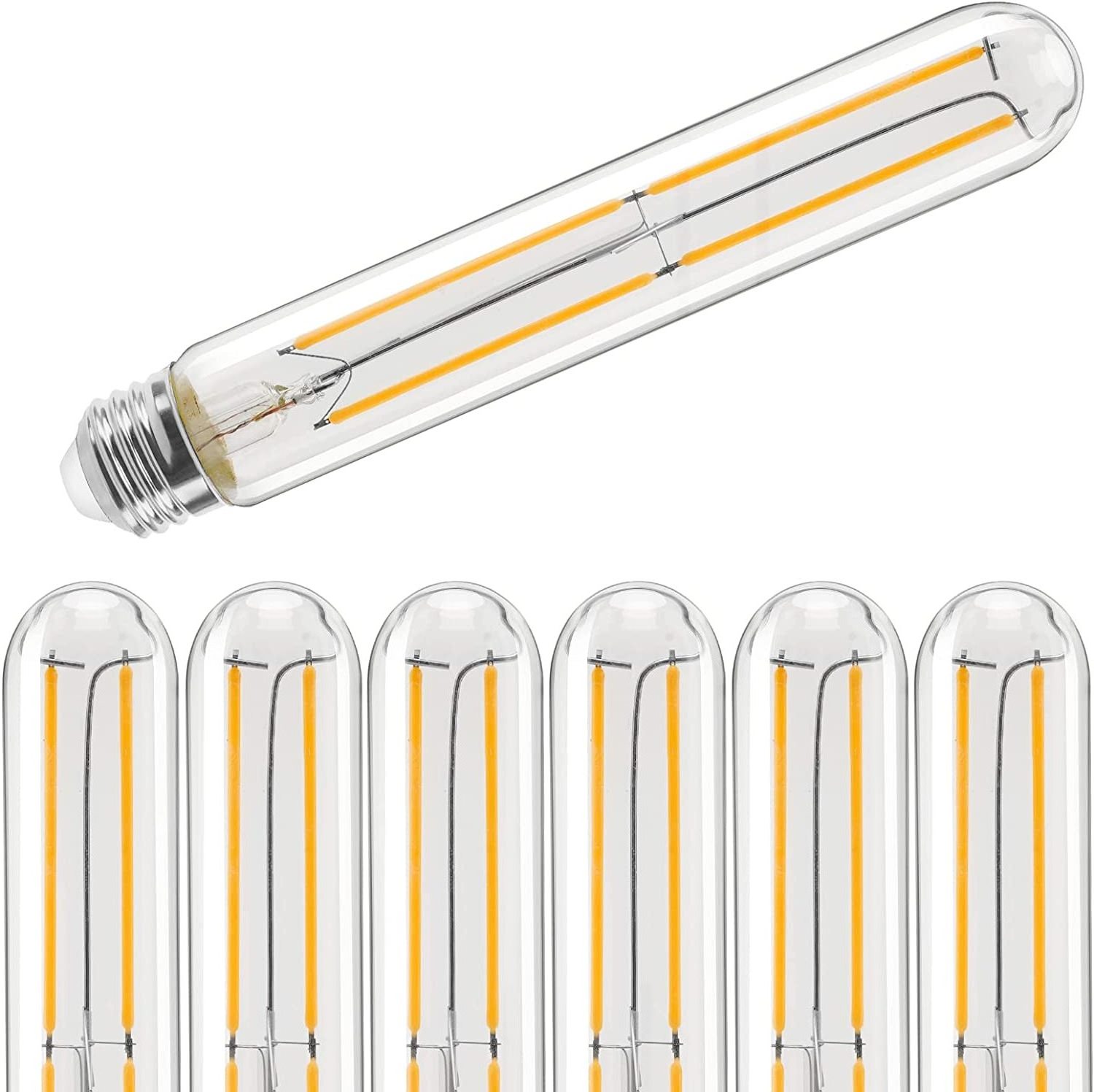 E26 Bulb 60 Watt Tubular, Soft White 2700k Edison Bulb  6W 650LM Dimmable T10 T28 T30 Vintage Tubular Led Bulb Light