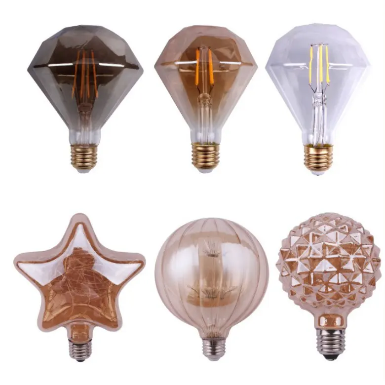 Different Shape E27 4W  Warm White Filament Bulb Diamond-Shape Pumpkin Star Vintage LED Edison Bulb