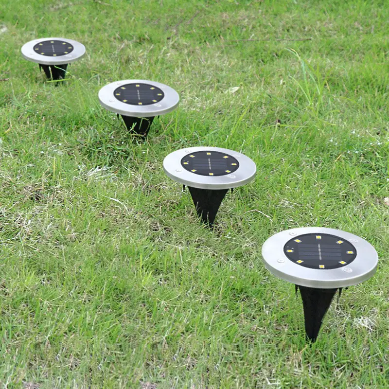 Solar Earth Lights Solar Disk Lights 16 LEDs Waterproof Garden Soil Disc Decorative Lamp for Patio Path Lawn Step