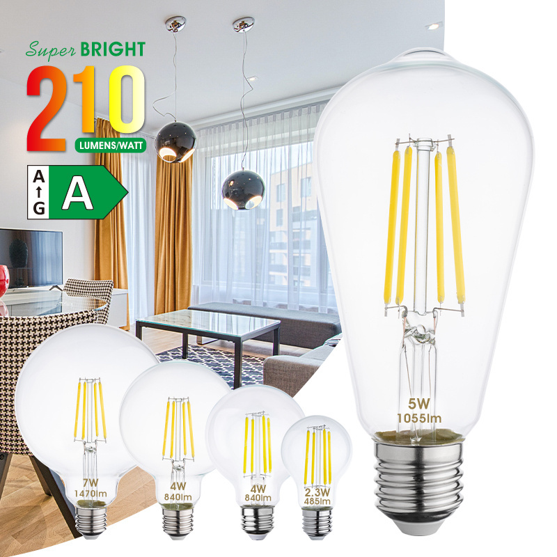 CE standard energy saving  indoor clear bulb style  super bright class A E27 E14 base 2.3W A60  5W ST64  4W G80 light led bulb