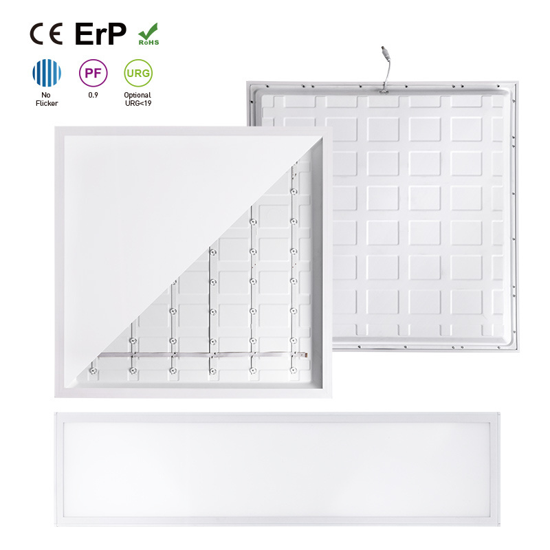 China manufacturer indoor office hospital lamp back emission white square round 36W 60W 2x2ft 2x4ft slim led ceiling panel light