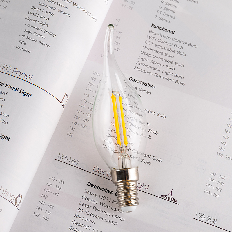 High Lumen High Output LED Filament Clear Glass 2W 4W 5W C35 C35T Bulb 1800-6500K For Home Vintage Light Candle Bulb Lighting