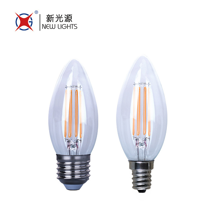 High Lumen High Output LED Filament Clear Glass 2W 4W 5W C35 C35T Bulb 1800-6500K For Home Vintage Light Candle Bulb Lighting