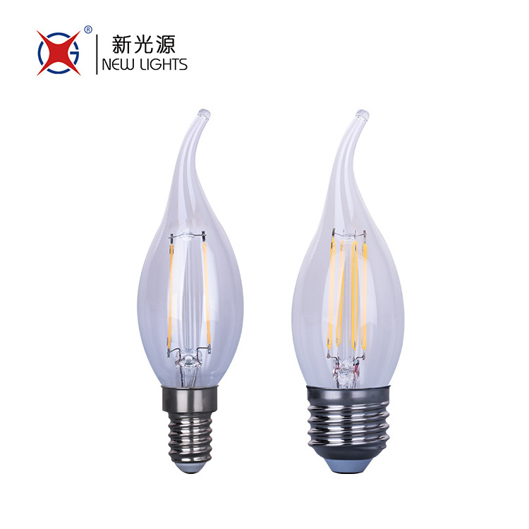 High Lumen High Output LED Filament Clear Glass 2W 4W 5W C35 C35T Bulb 1800-6500K For Home Vintage Light Candle Bulb Lighting