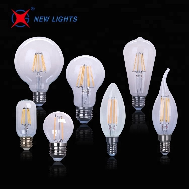 ST64 G80 G95 G125 T30 A60 e26 e27 dimmable led filament bulb