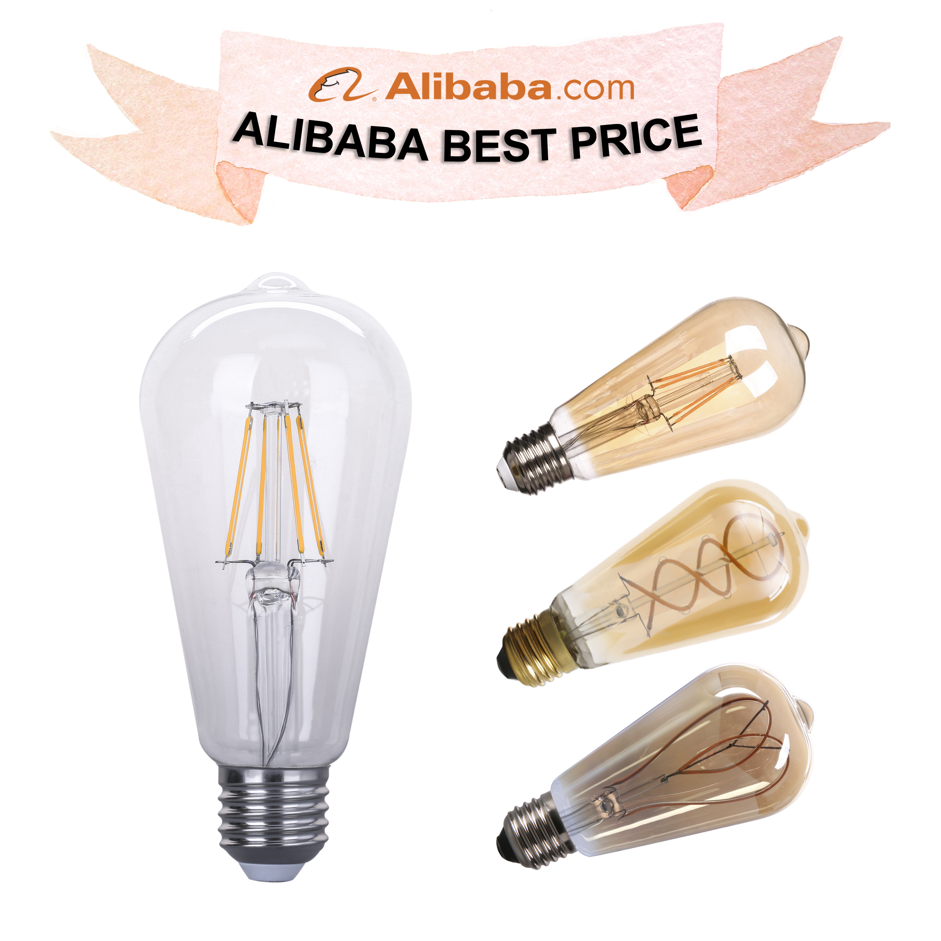 ST64 Led Filament Bulb Dimmable 6W Vintage Led Light Bulb 60W Equivalent 2200K Clear Glass  LED Edison Bulb