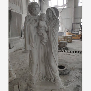 White Marble Life Size Holy Family Virgin Mary Joseph And Baby Jesus Statues