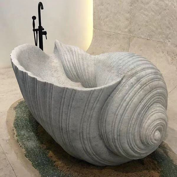 Indoor luxury freestanding white natural marble stone bathtubs