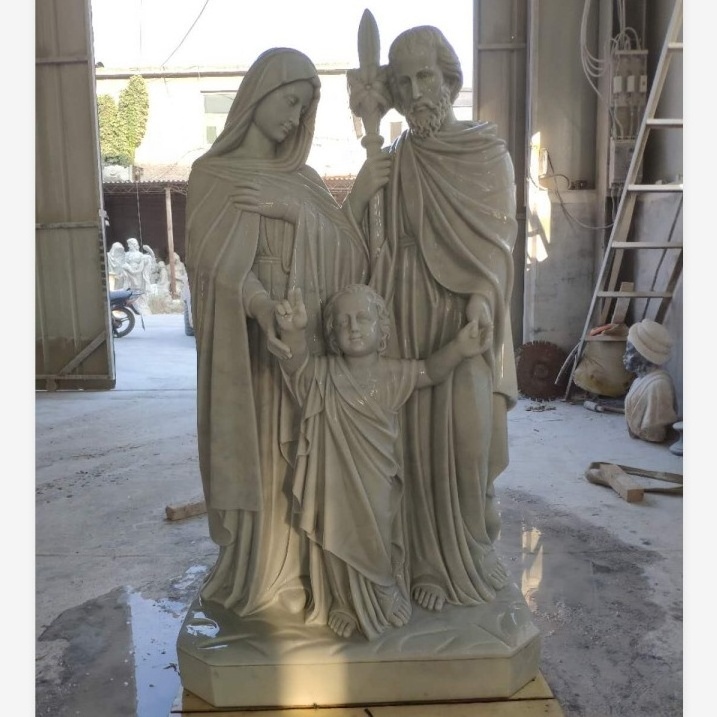 White Marble Life Size Holy Family Virgin Mary Joseph And Baby Jesus Statues