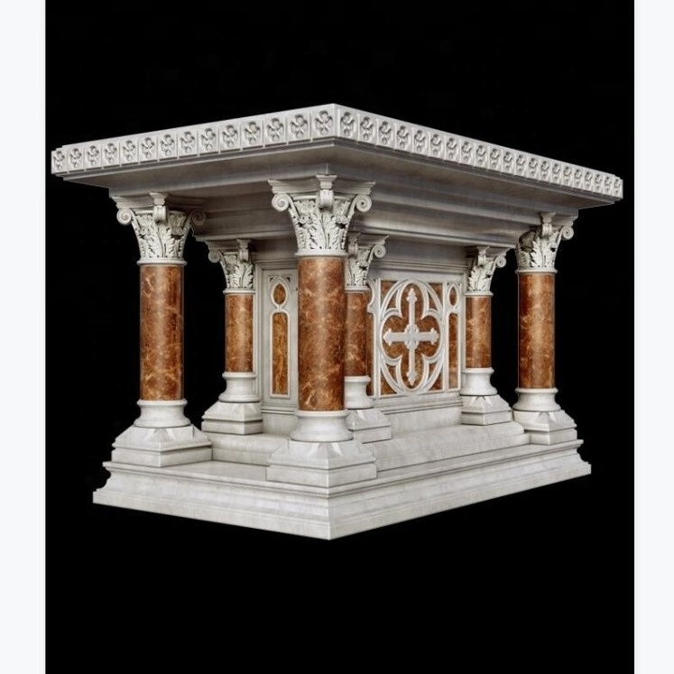 Customized antique white marble table church podium altar Pulpit