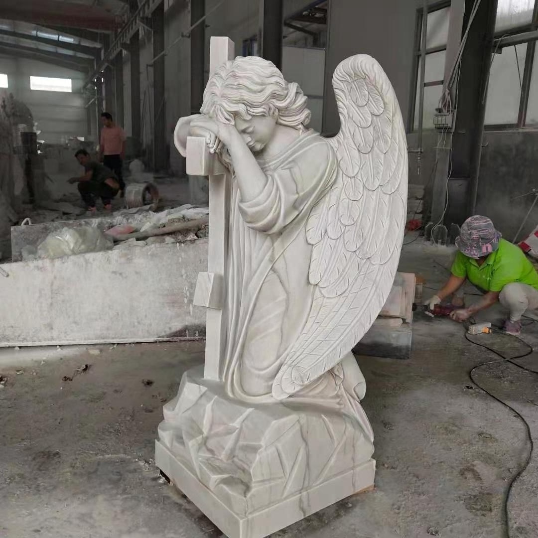 life size weeping angel marble statues headstone