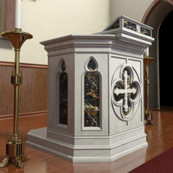 Customized antique white marble table church podium altar Pulpit