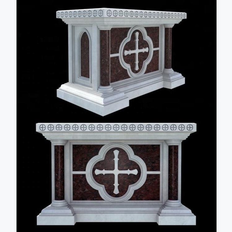 Customized antique white marble table church podium altar Pulpit