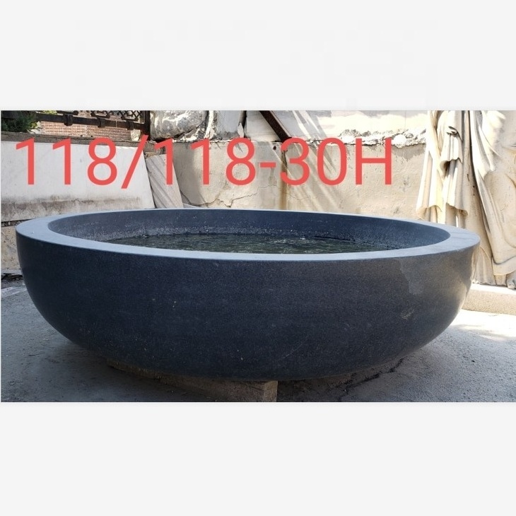 hand carved black natural marble stone bowl bathtub for sale