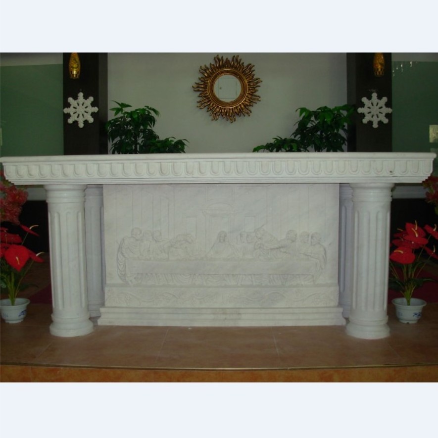 Customized antique white marble table church podium altar Pulpit