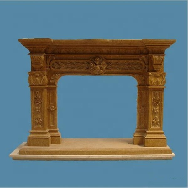 Classical Contemporary Travertine Stone Craft Carving Arts Fireplace Mantel Frame