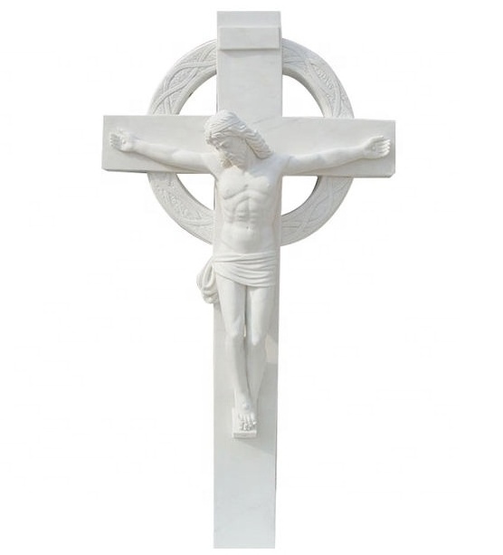 white hand carved ccross marble statues of jesus christ