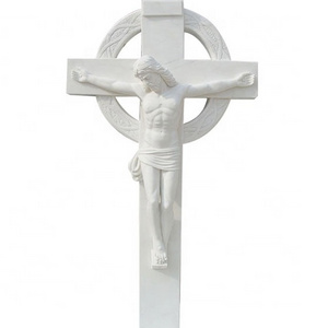 white hand carved ccross marble statues of jesus christ