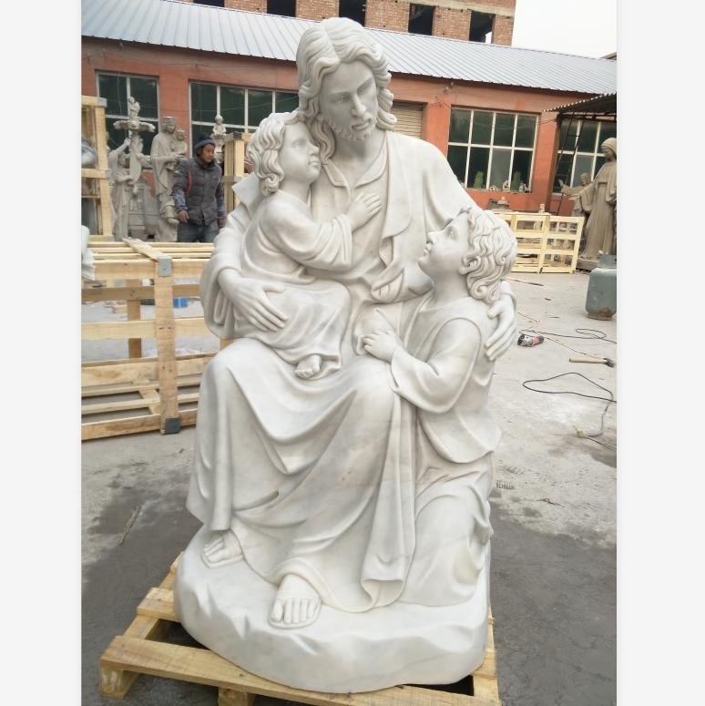 White Marble Life Size Holy Family Virgin Mary Joseph And Baby Jesus Statues