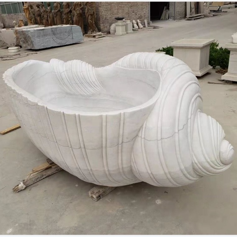 Indoor luxury freestanding white natural marble stone bathtubs