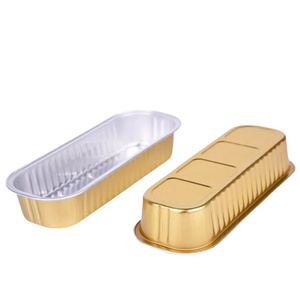 Aluminum foil container with lid  multifunctional golden oblong aluminum foil lunch box