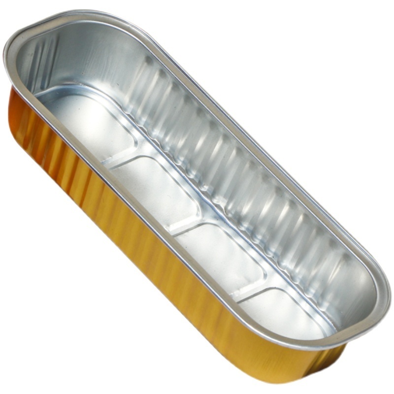 Aluminum foil container with lid  multifunctional golden oblong aluminum foil lunch box