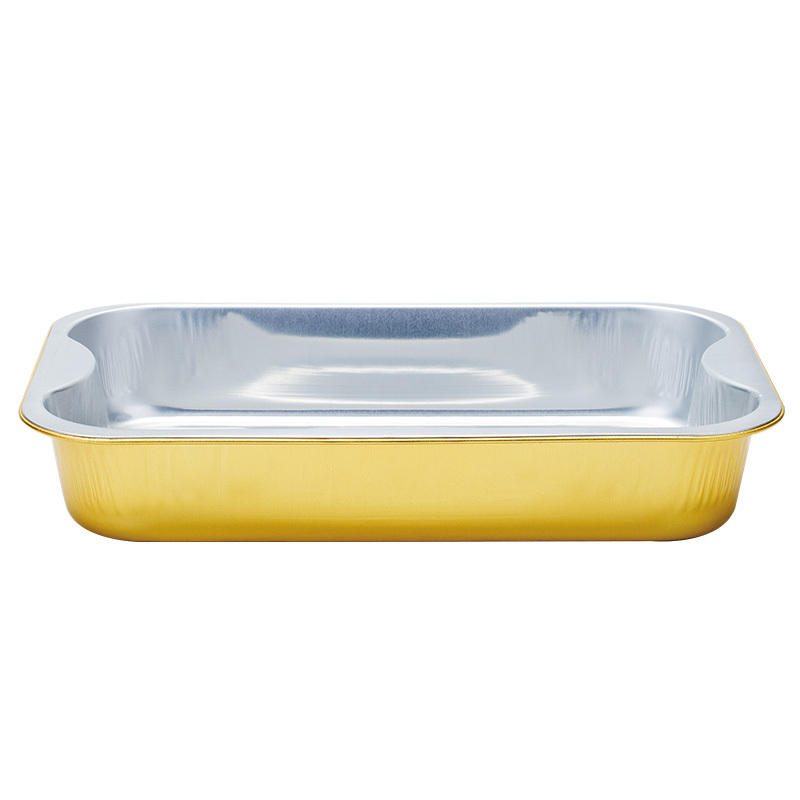 Aluminum foil container with lid  multifunctional golden oblong aluminum foil lunch box