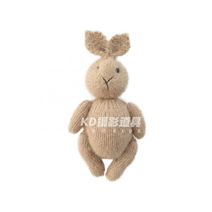 Handmade Crochet Rabbit Toy Knitted Stuffed Animal Doll Photography Accessories Newborn Photography Props