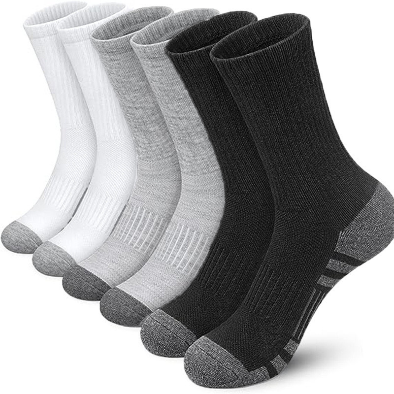 Wholesale Black White designer custom logo Cotton Sports Socks Autumn Winter Crew Socks Men