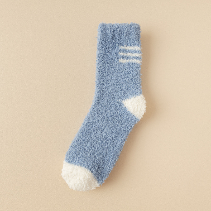 Thick Warm Winter Fluffy Fuzzy Socks Grey Argyle Outdoor Kitted Thick Crew Men fuzzy ankle crew Socks