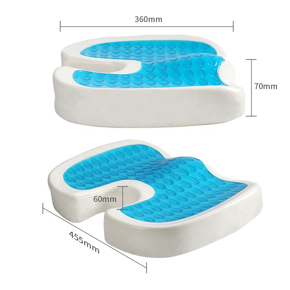 Memory Foam Coccyx Orthopedic Cooling Gel Seat Cushion Pad for Office Chair Home Car With Hndle