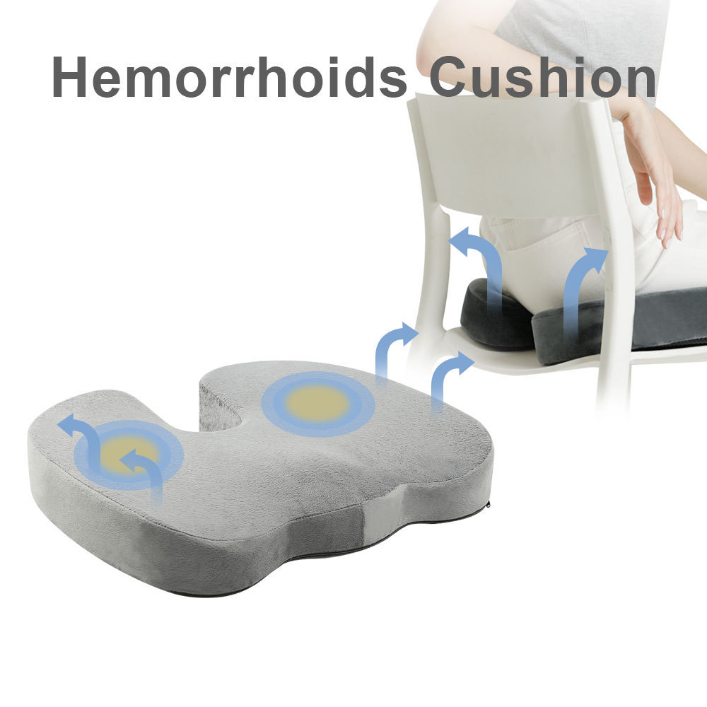 Gel Memory Foam Seat Cushion for Orthopedic Coccyx Sciatica Tailbone and Lower Back Pain Relief