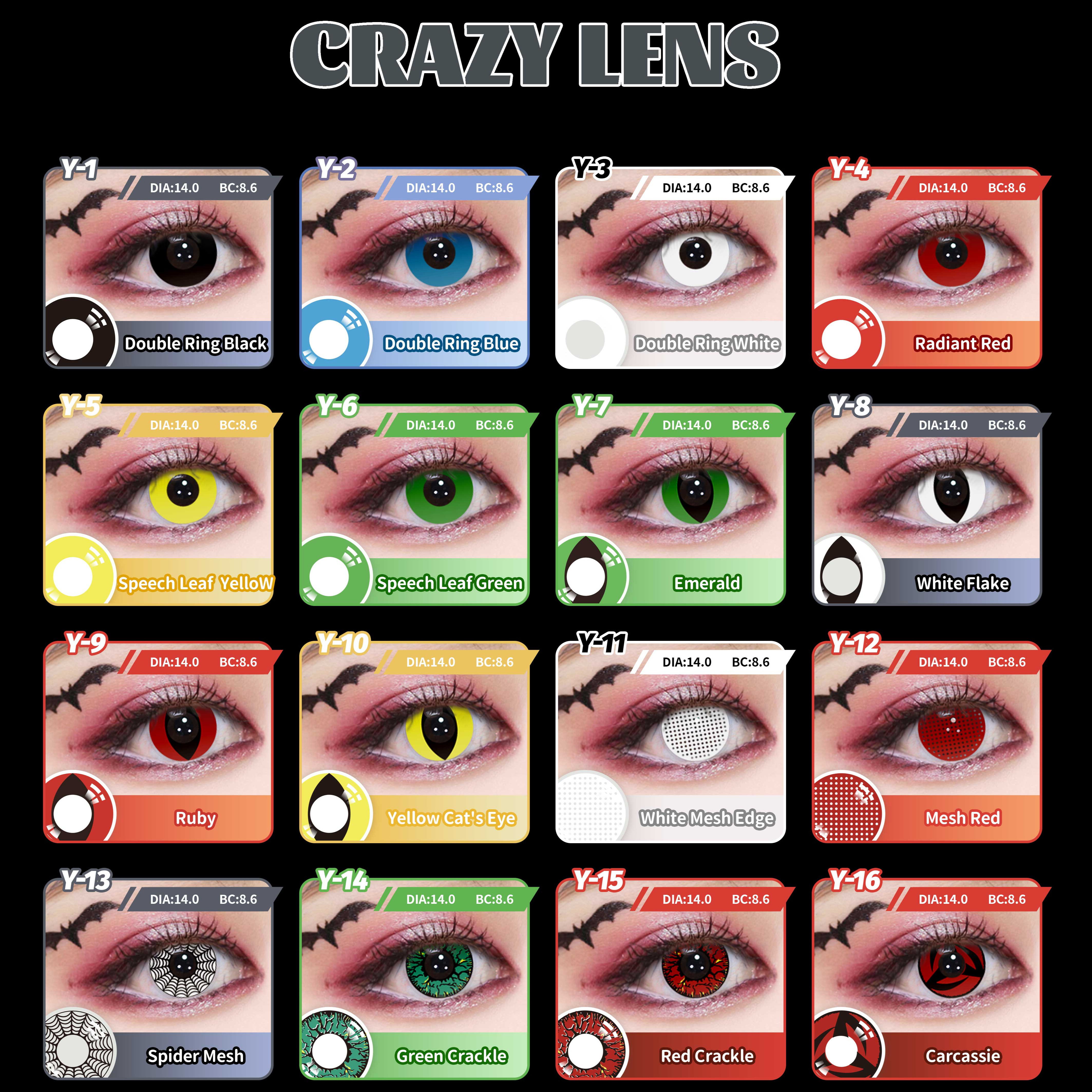 Y  Scary Halloween contact lenses.