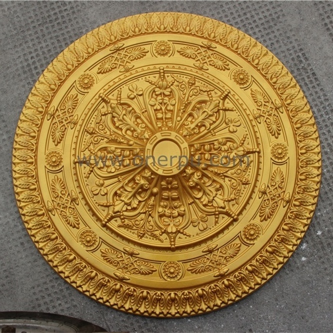 HN-022 PU foam decoration board polyurethane gold ceiling medallion design