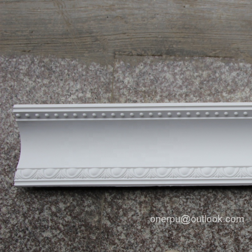 HN-80106 Polyurethane carved ceiling corner custom molding with led pu interior house flexible wall cornice moulding