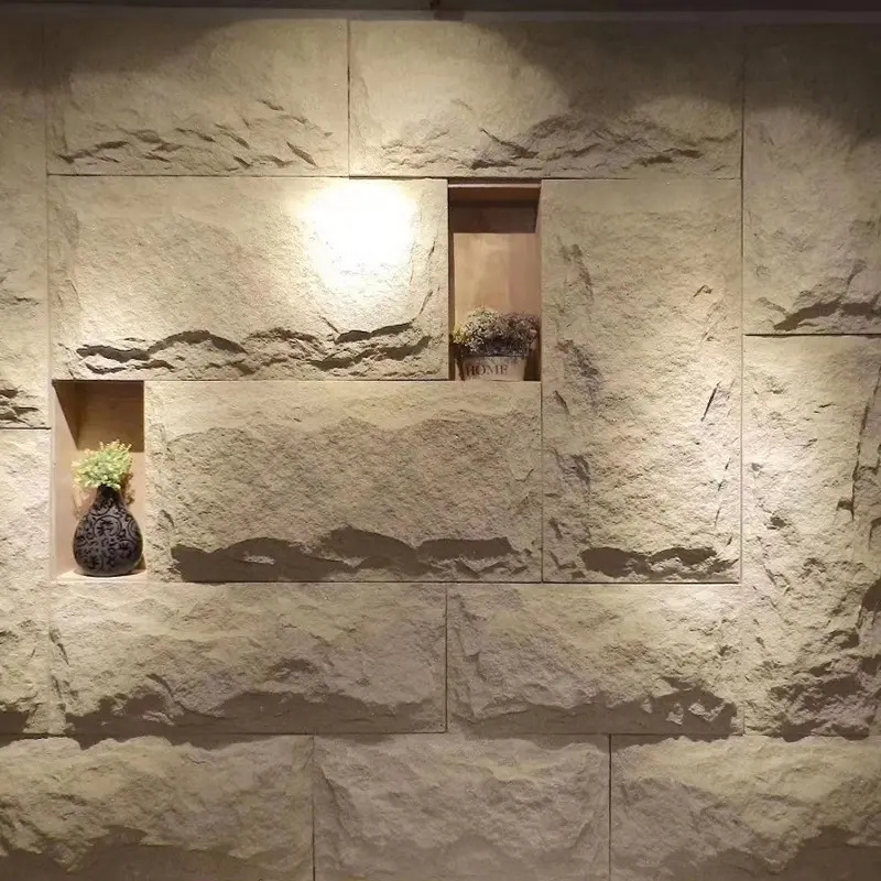 Interior and Exterior Lightweight Artificial Rock Veneer Panel PU Faux Wall Stone