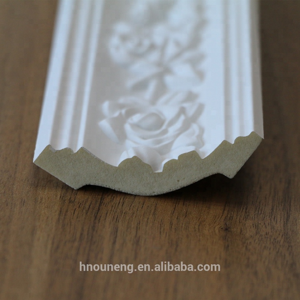 HN-8006 PU Home Interior Decorative Rose Cornice Moulding Design Polyurethane Corner Crown Molding