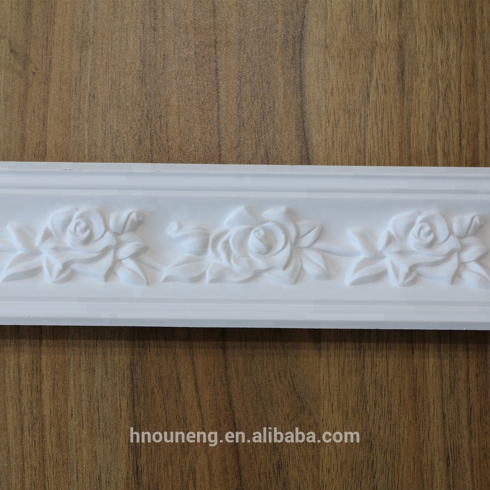 HN-8006 PU Home Interior Decorative Rose Cornice Moulding Design Polyurethane Corner Crown Molding