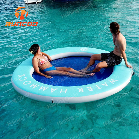 Manufacturer Custom Portable Swimming Hammock Floating Row Inflatable Water Hammock With Mesh