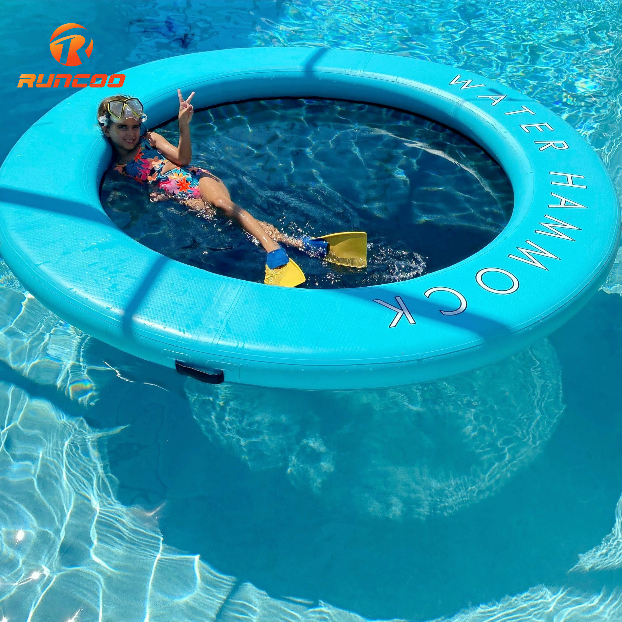 Manufacturer Custom Portable Swimming Hammock Floating Row Inflatable Water Hammock With Mesh