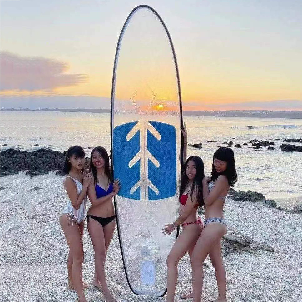 Summer crystal surfboard for adult  transparent bottom surf sup stand up paddle board