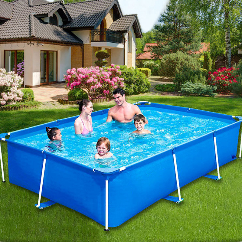 Out door PVC strong hard large size blue pool  kids swimming Square inflatable pool