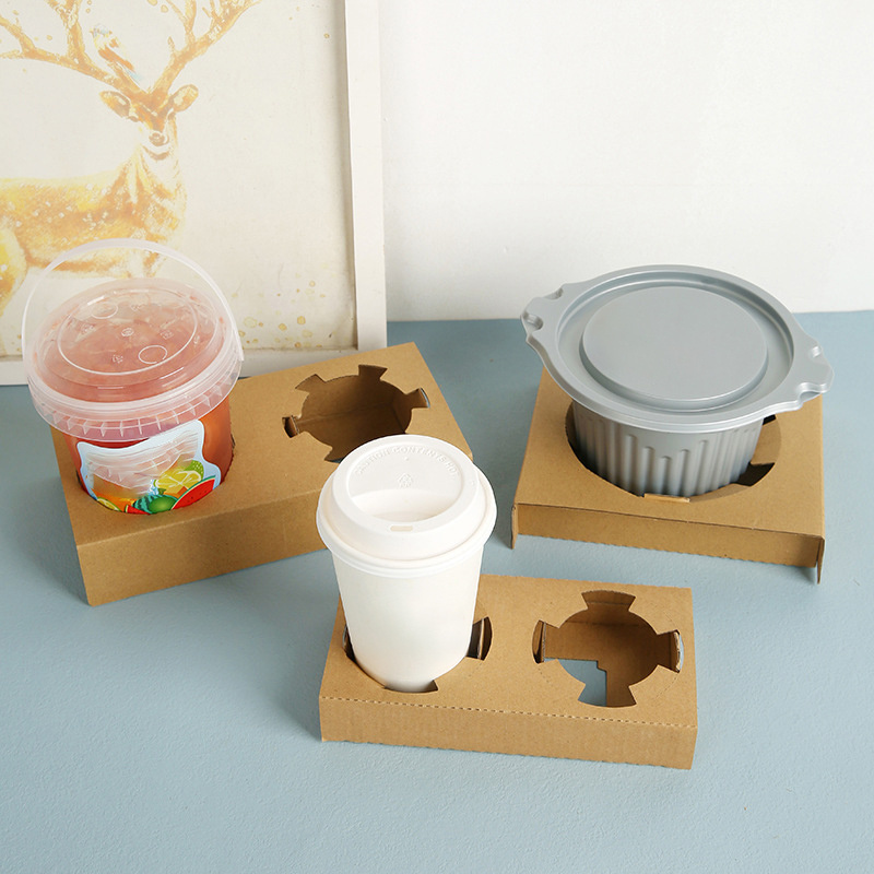 Biodegradable and Compostable Beverage Takeaway Cup Holder Portable Disposable Paper Coffee Cup Holder