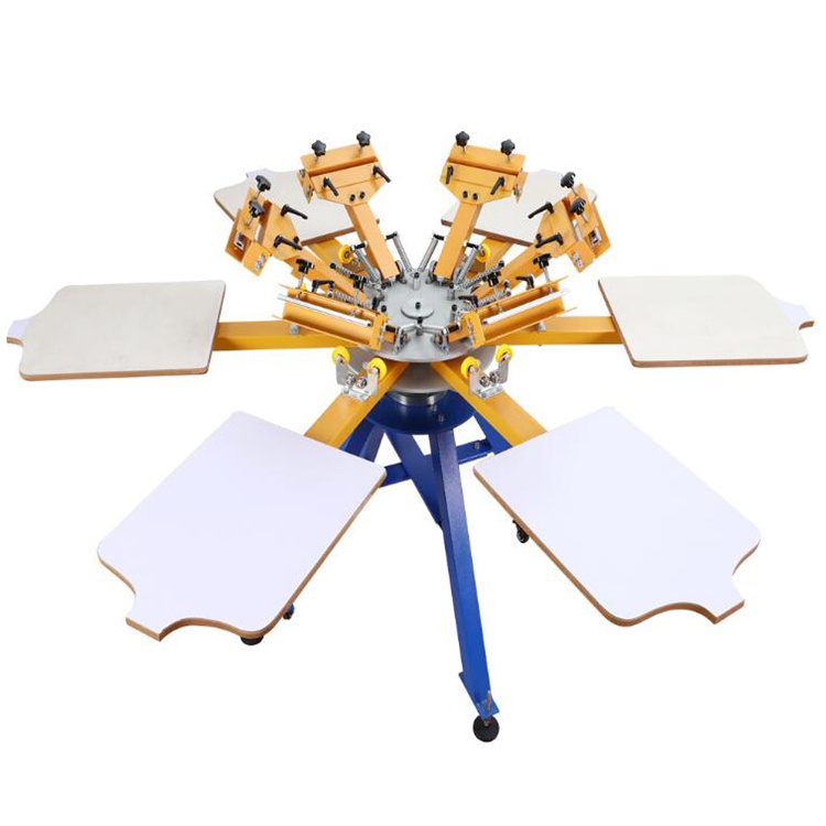 High Quality 4 Station Semi Auto 4 Color Rotary T Shirt Silk Screen Printing Machine Price