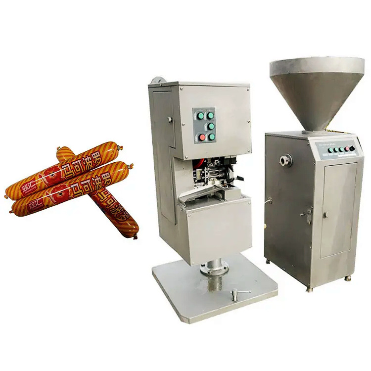 Auto Sausage Maker Double Filling Twist Clipping Machine Hydraulic Vertical Stuffer Filler Machine