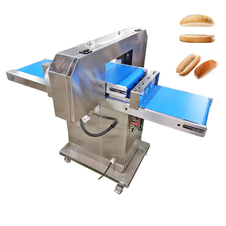 Automatic Horizontal Burger Bread Slicer Hotdog Panini Hamburger Bread Half Cutter Cutting Machine